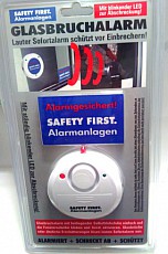 Safety First Alarm Glasbruchmelder mit blinkender Warn-LED. Farbe: weiß